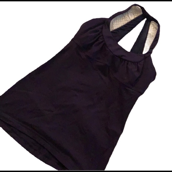LULULEMON SZ 6, purple tank top with bra support - Picture 2 of 8
